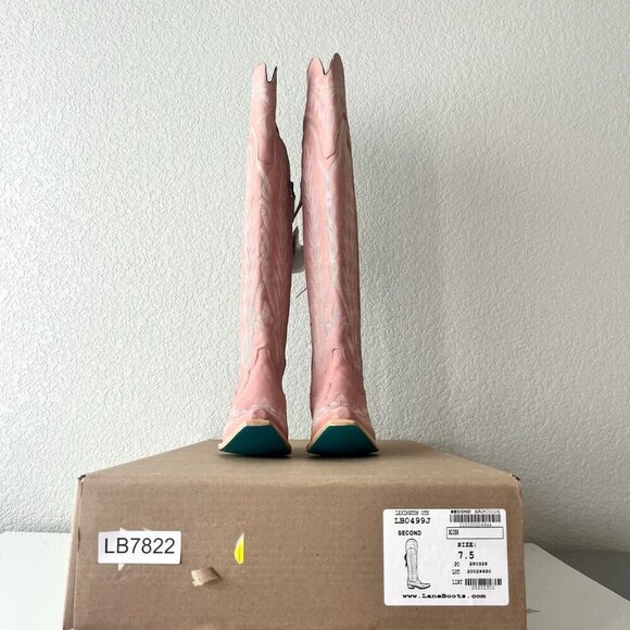 Lane LEXINGTON Over the Knee Womens Cowboy Boots 7.5 Pink Western Cowgirl Tall - Picture 15 of 16